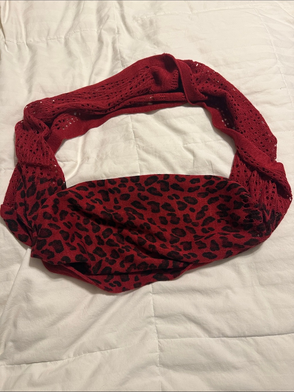 Red Leopard Print Infinity Scarf